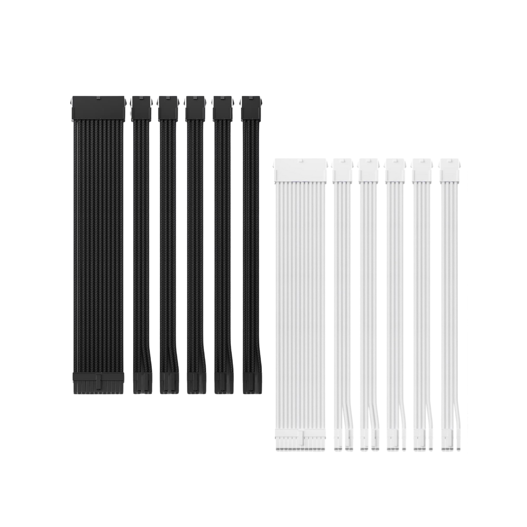Asiahorse 6 Kit 16AWG PSU Sleeved Cable Extension Kit (Black/Snow White)