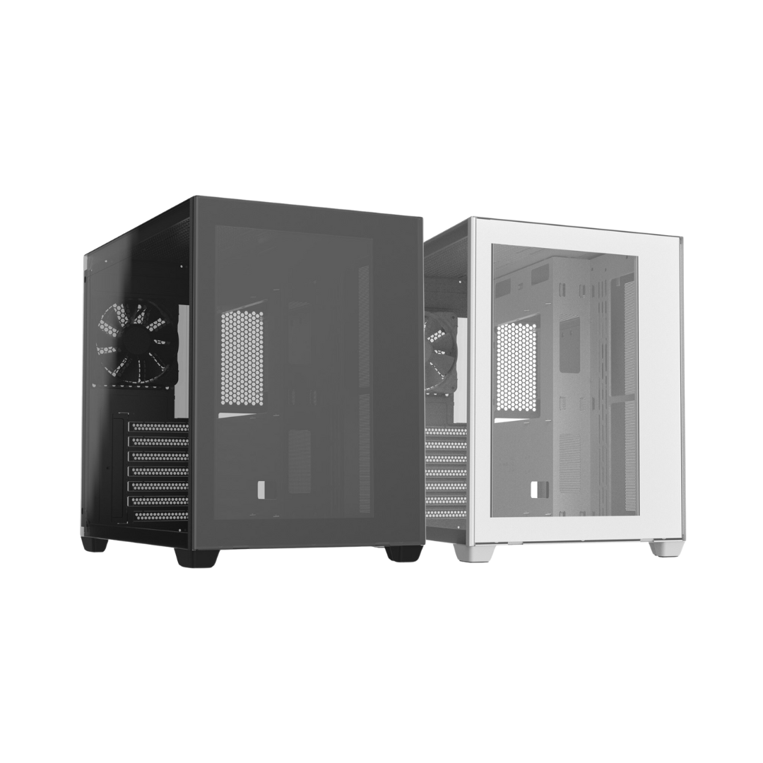 FSP CMT380 TG Dual Chamber Type-C ATX Mid Tower Computer PC Case 3X120mm (Black | White)