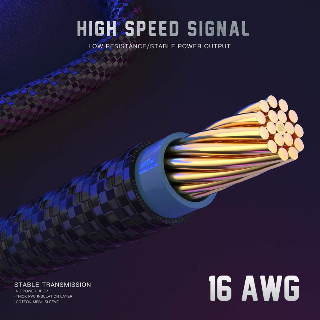 Asiahorse 6 Kit 16AWG PSU Sleeved Cable Extension Kit (Black/Snow White)