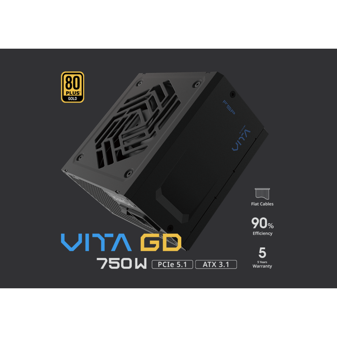 FSP VITA GD 750W 80+ Gold ATX3.1 Active PFC HYB Bearing Non-Modular Power Supply VITA-750GD