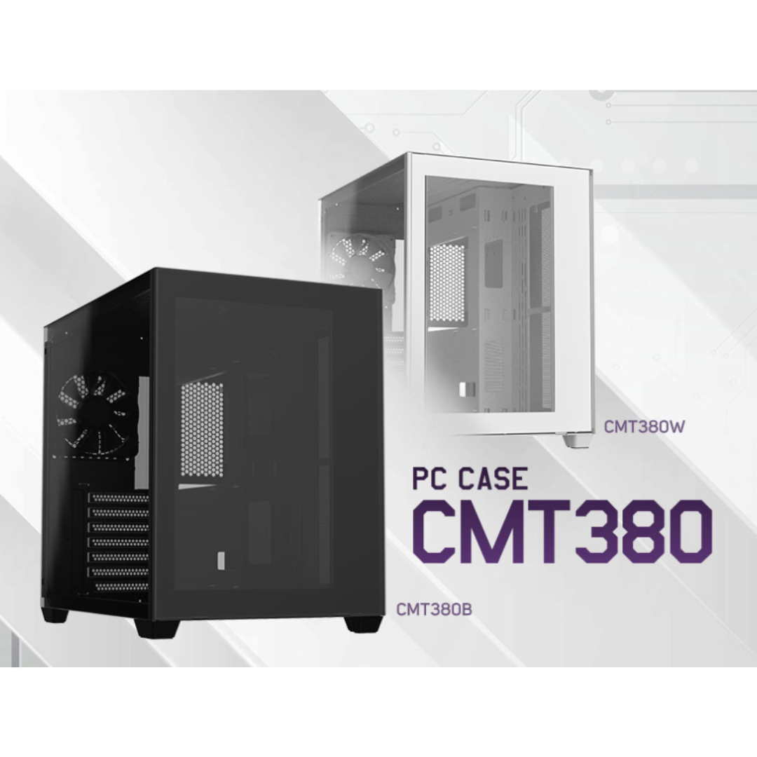 FSP CMT380 TG Dual Chamber Type-C ATX Mid Tower Computer PC Case 3X120mm (Black | White)