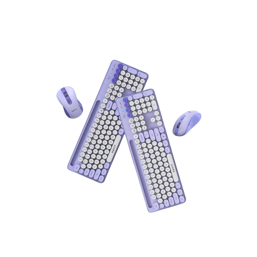 Havit KB832GCM Purple 2.4GHz Wireless 109 Ultra Mute Keys Keyboard And Mouse Combo