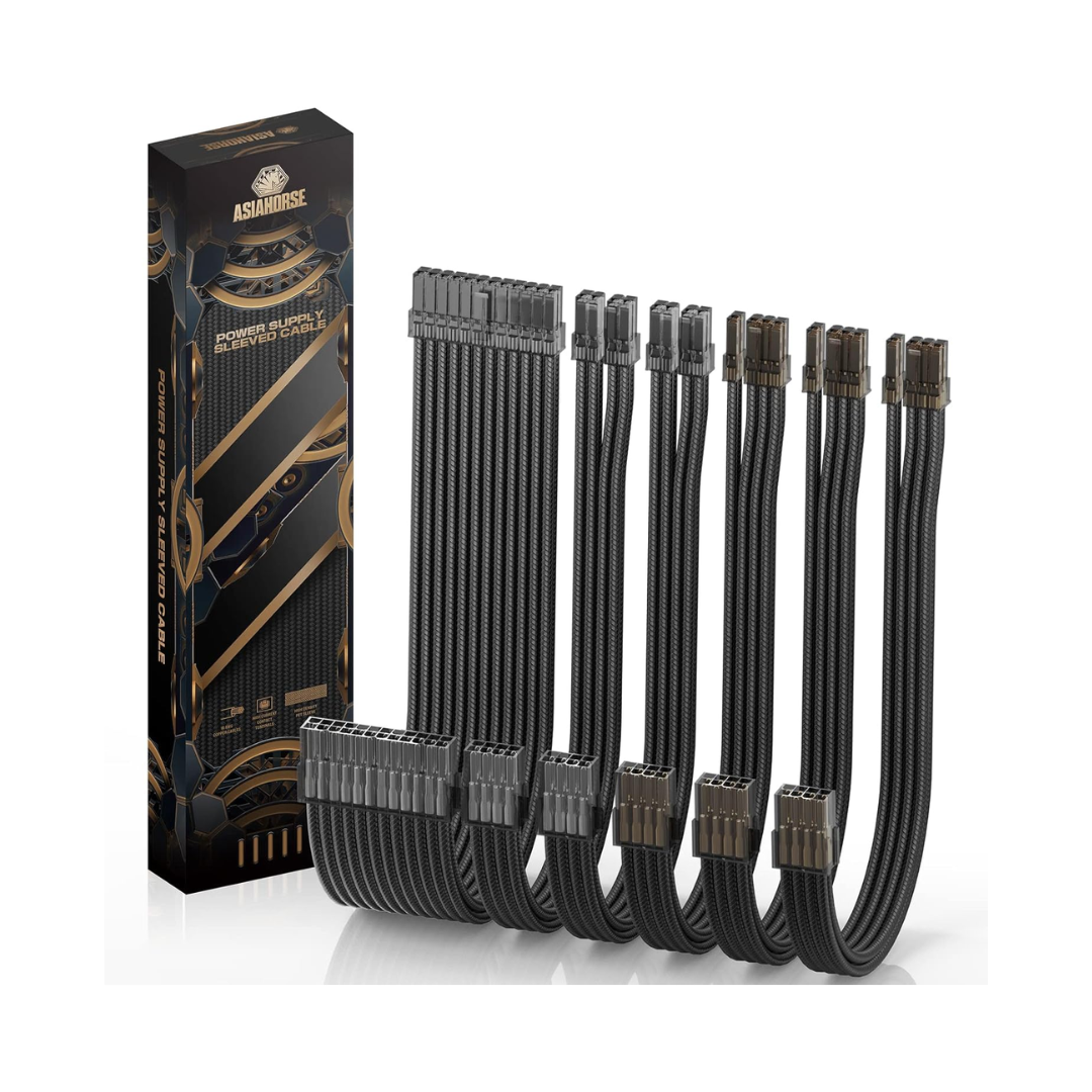 Asiahorse 6 Kit 16AWG PSU Sleeved Cable Extension Kit