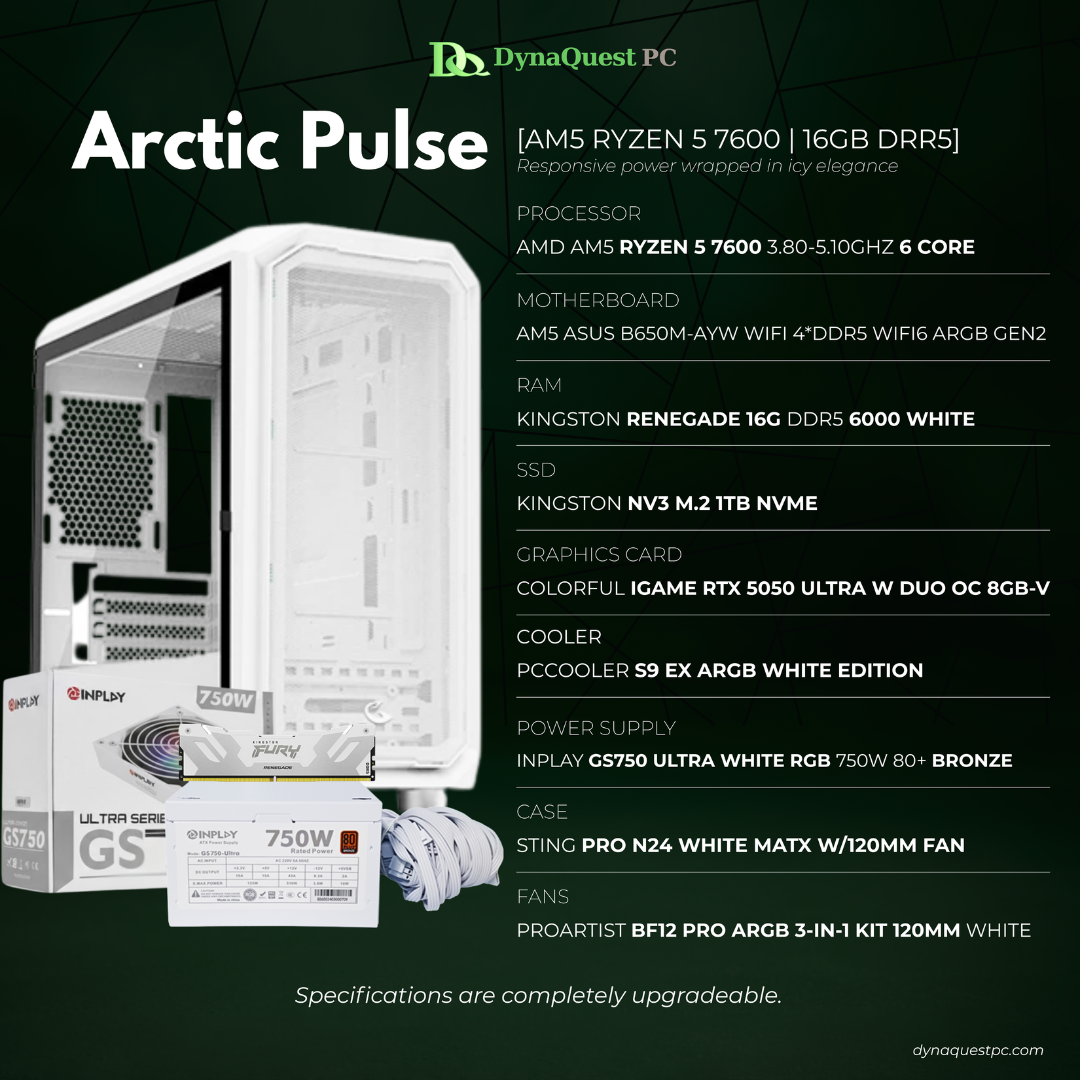 AMD Ryzen 5 7600 6-Core | B650M | 16GB DDR5 RAM | 1TB NVMe SSD | 750W Bronze PSU | Sting Pro mATX Case | 120mm Air Cooler | CPU Package