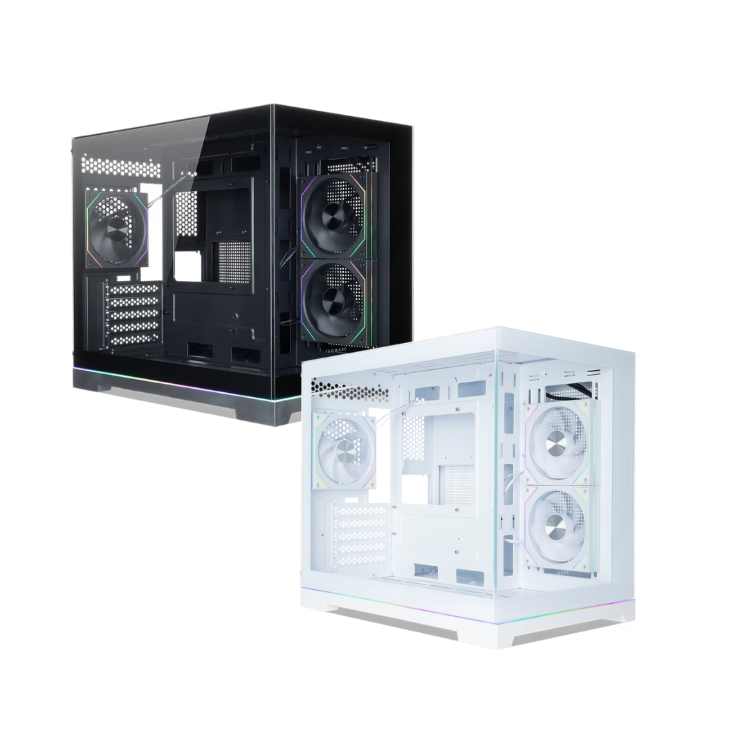 Tecware VXN Glow M TG ARGB Dual Chamber mATX Case + 3x120mm fan ( Black | White )