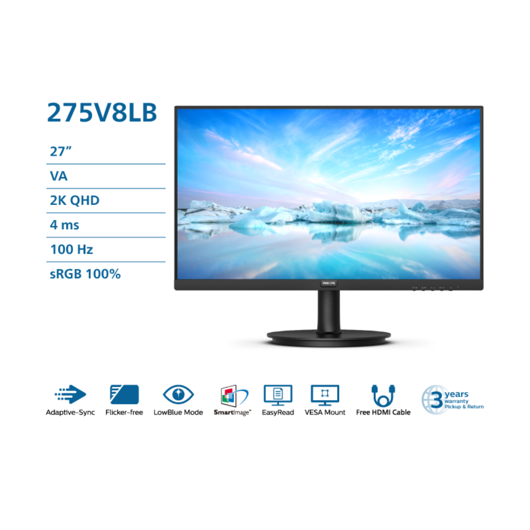 Philips 271V8B 27in IPS 100Hz FHD 1920x1080 Adaptive sync Monitor vga hdmi