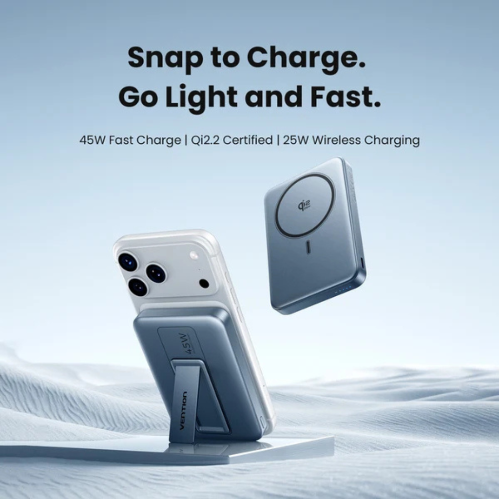 Vention QI2.2 10000mAh 25W Magnetic Wirelesss Power Bank Gray JP387PRO