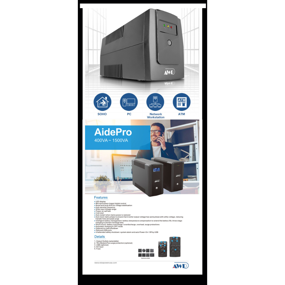 AWP Wise AID2000 Pro LCD 2000VA / 1200W UPS Built-in AVR