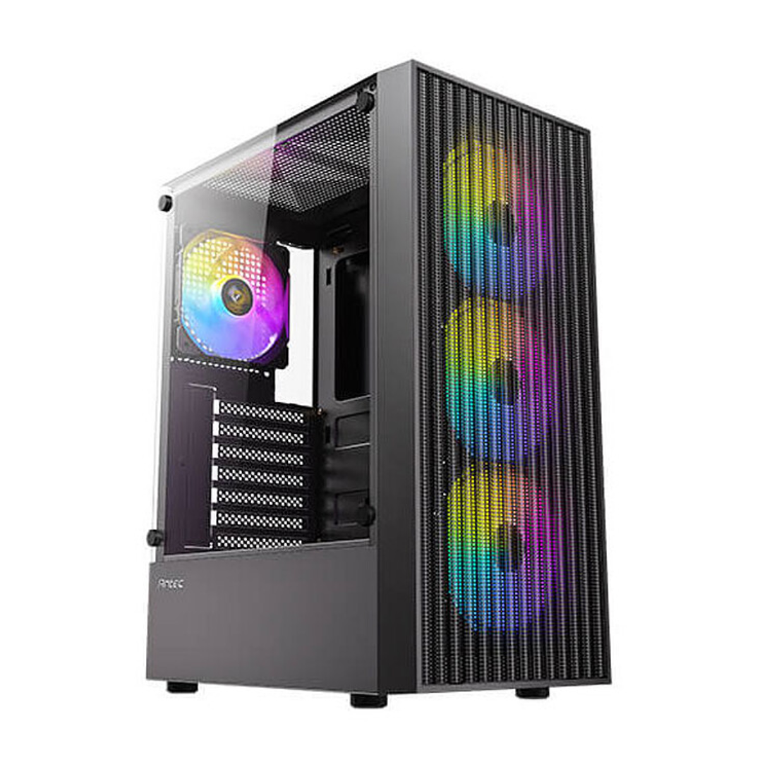 Antec AX27 RGB Elite Black Mesh TG ATX Case w/ 4X120m RGB Fan
