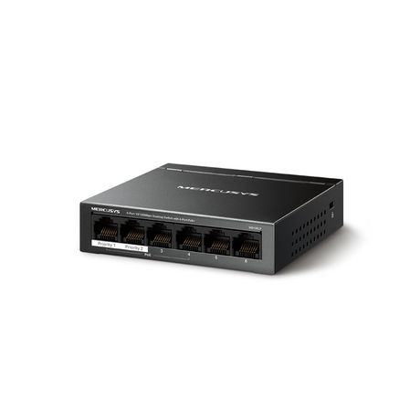 Mercusys MS106LP 6-Port 10/100Mbps Desktop Switch 4-Port PoE+ Extend and Isolation Mode 40W PoE Budget Plug and Play