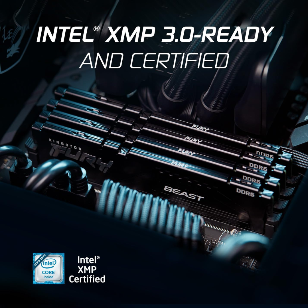 Kingston Fury Beast RGB 64GB 32Gx2 DDR5 6000MT/s CL30 KF560C30BBAK2-64 Desktop Memory