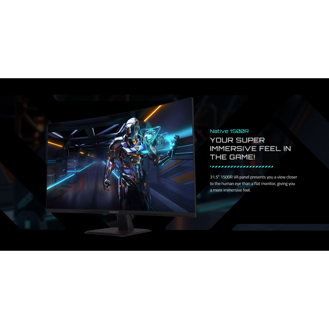 Gigabyte GS32QCA 32" VA 180Hz QHD 2560X1440 1ms MPRT 1500R Curved Gaming Monitor