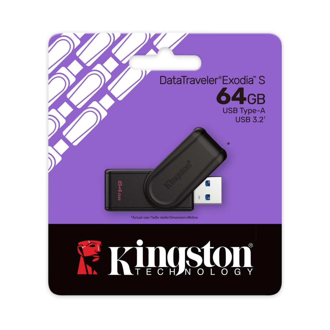 Kingston DataTraveler Exodia S USB Flash Drive USB3.2 DTXS/64GB wth swivel cap