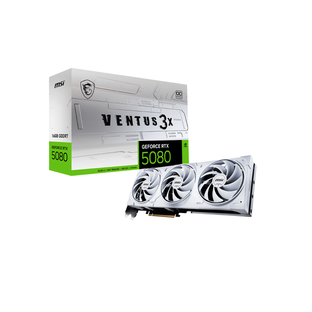 MSI RTX 5080 Ventus 3X OC 16GB White GDDR7 Graphics Card