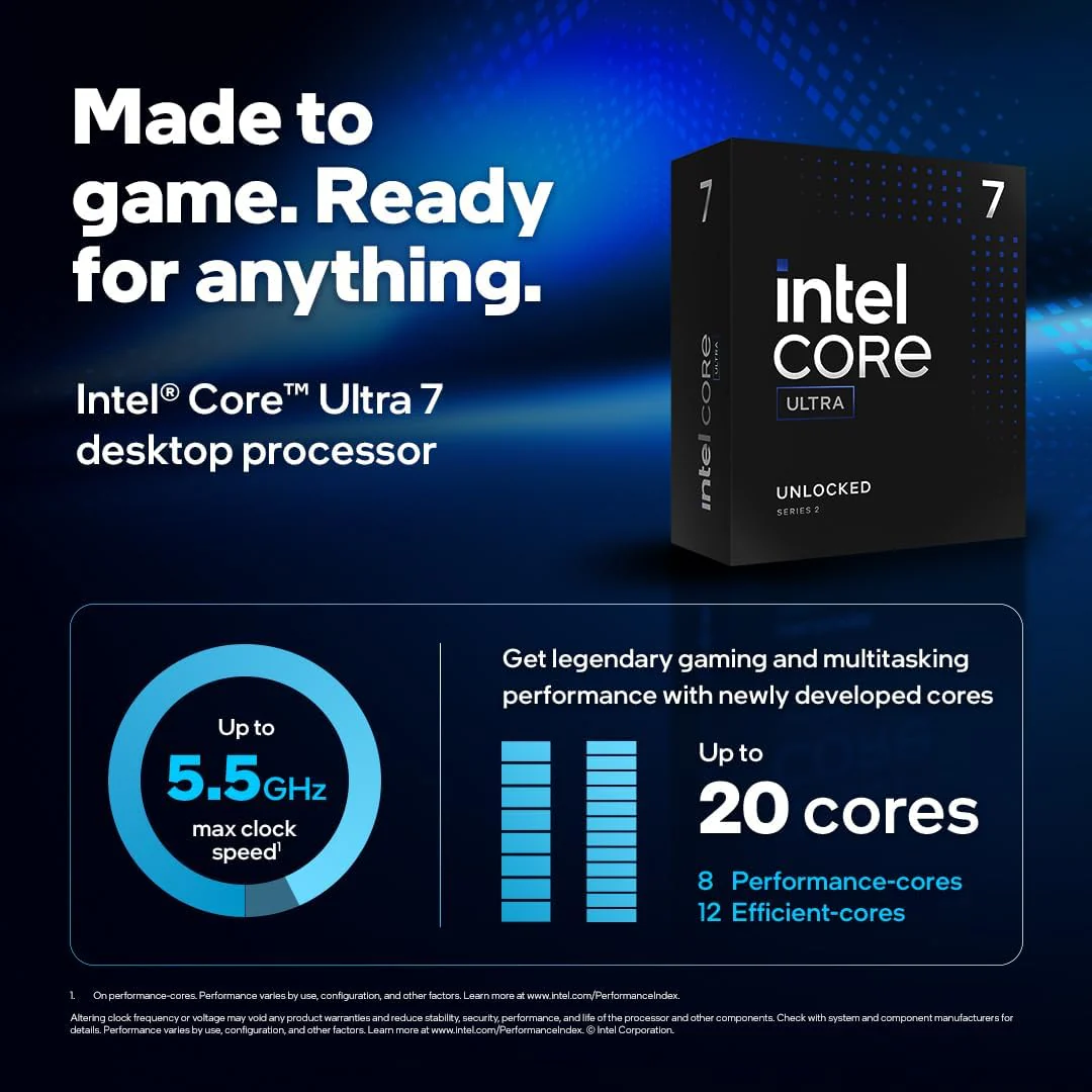 Intel Core Ultra 7 265K Processor 36+33MB Cache 3.30-5.50GHz