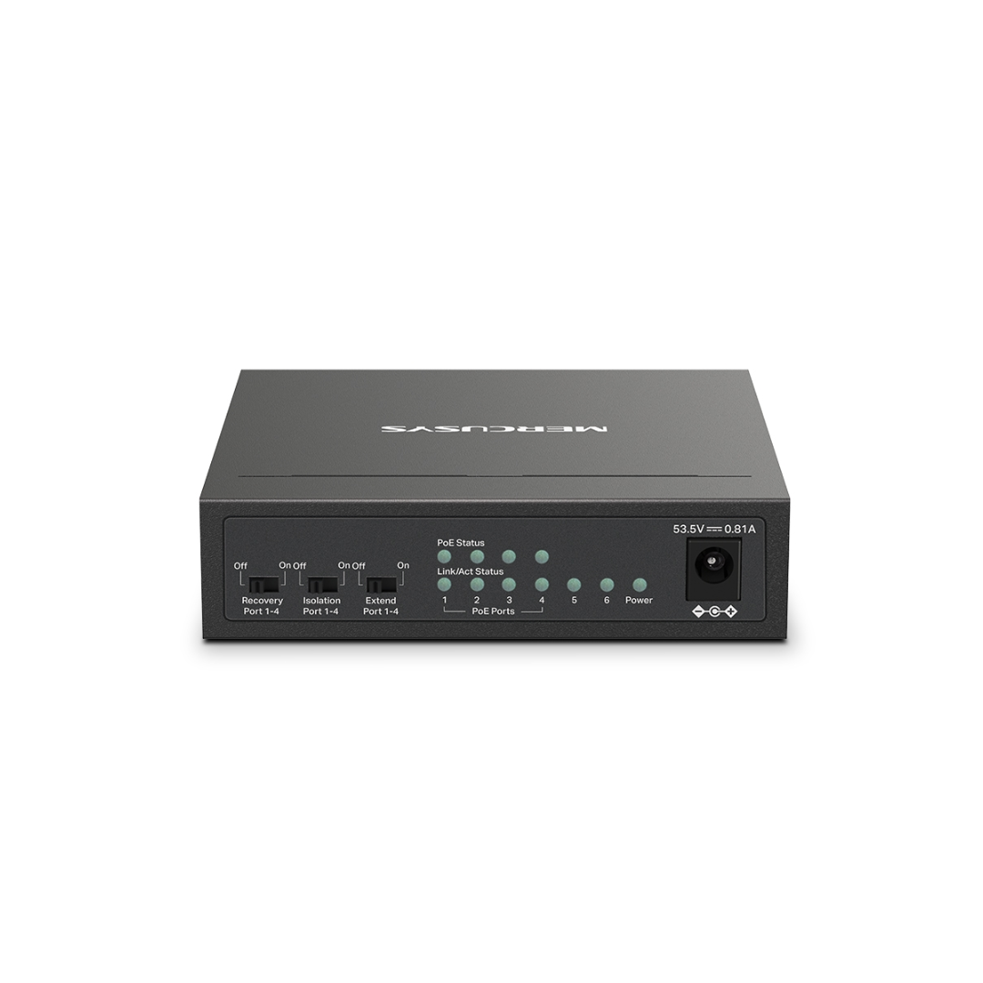 Mercusys MS106LP 6-Port 10/100Mbps Desktop Switch 4-Port PoE+ Extend and Isolation Mode 40W PoE Budget Plug and Play