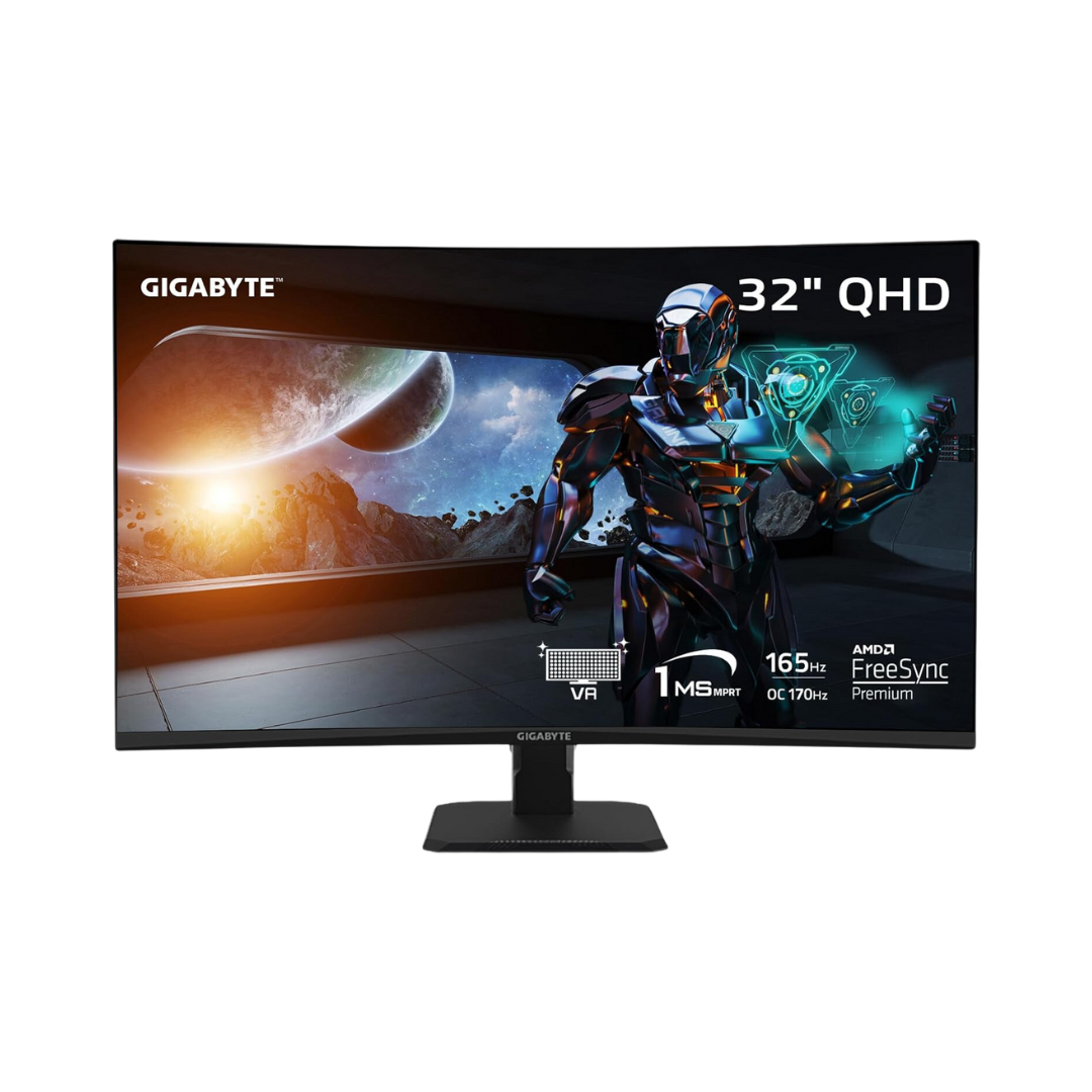 Gigabyte GS32QC 32" Curved VA 165Hz QHD 2560X1440 1ms MPRT Gaming Moni ...