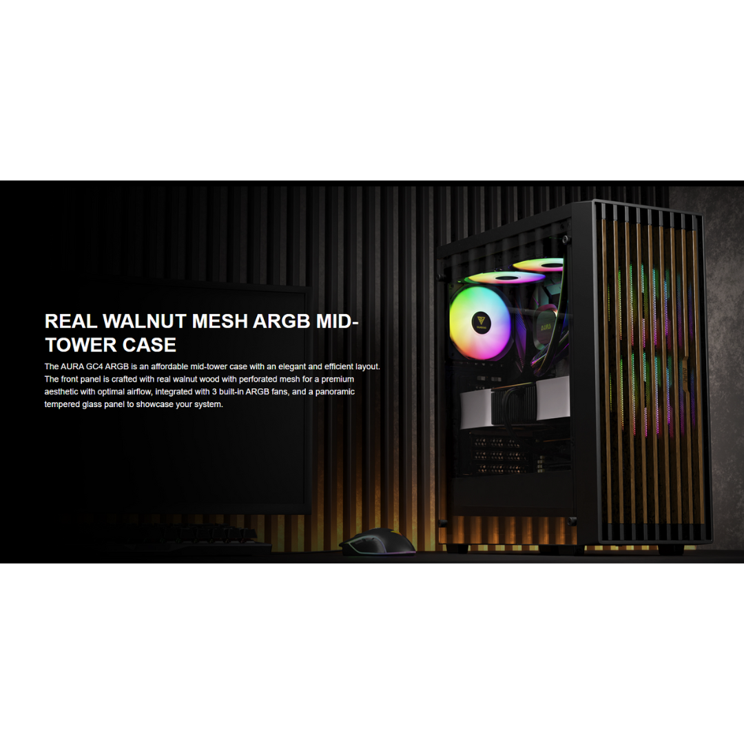 Gamdias AURA GC4 Elite aRGB Mesh Black Midtower Gaming Case