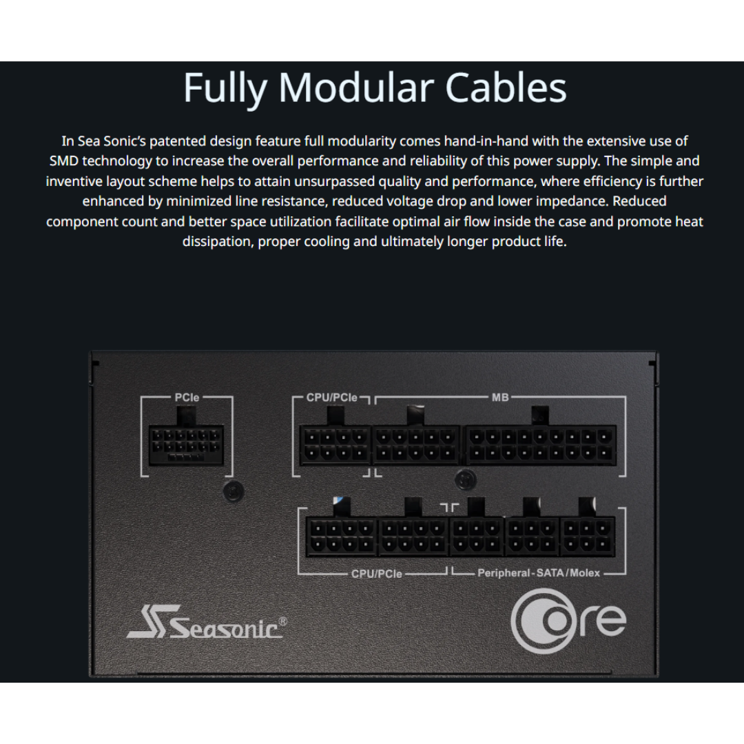 Seasonic Core GX-850 V2 GOLD 850watts Black ATX 3.1 PCIe 5.1 80+ Fully Modular PSU SRP-CGX851