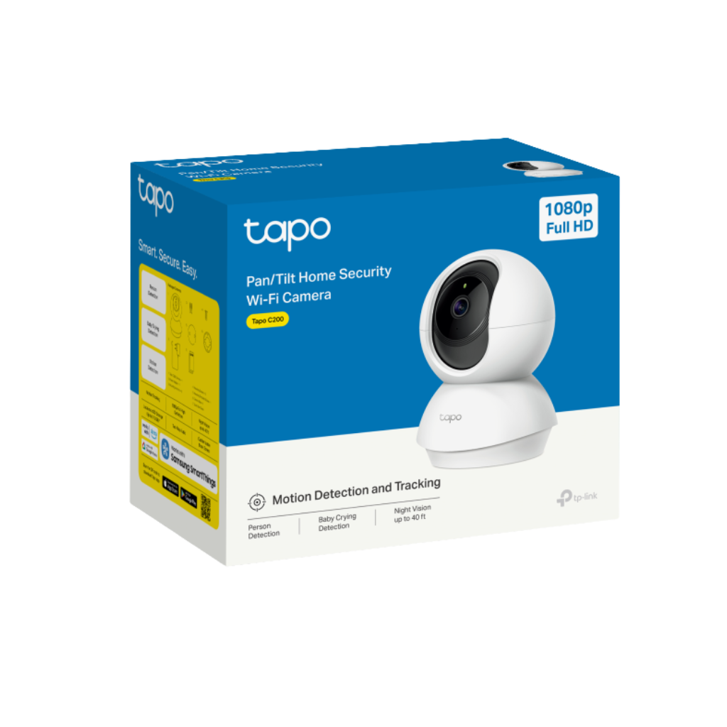 TP-Link Tapo C200C 1080p Indoor 360 Degrees Pan and Tilt Wireless WiFi IP Security CCTV Sale Hidden Camera Connect to Cellphone Two Way Audio with Mic and Speaker