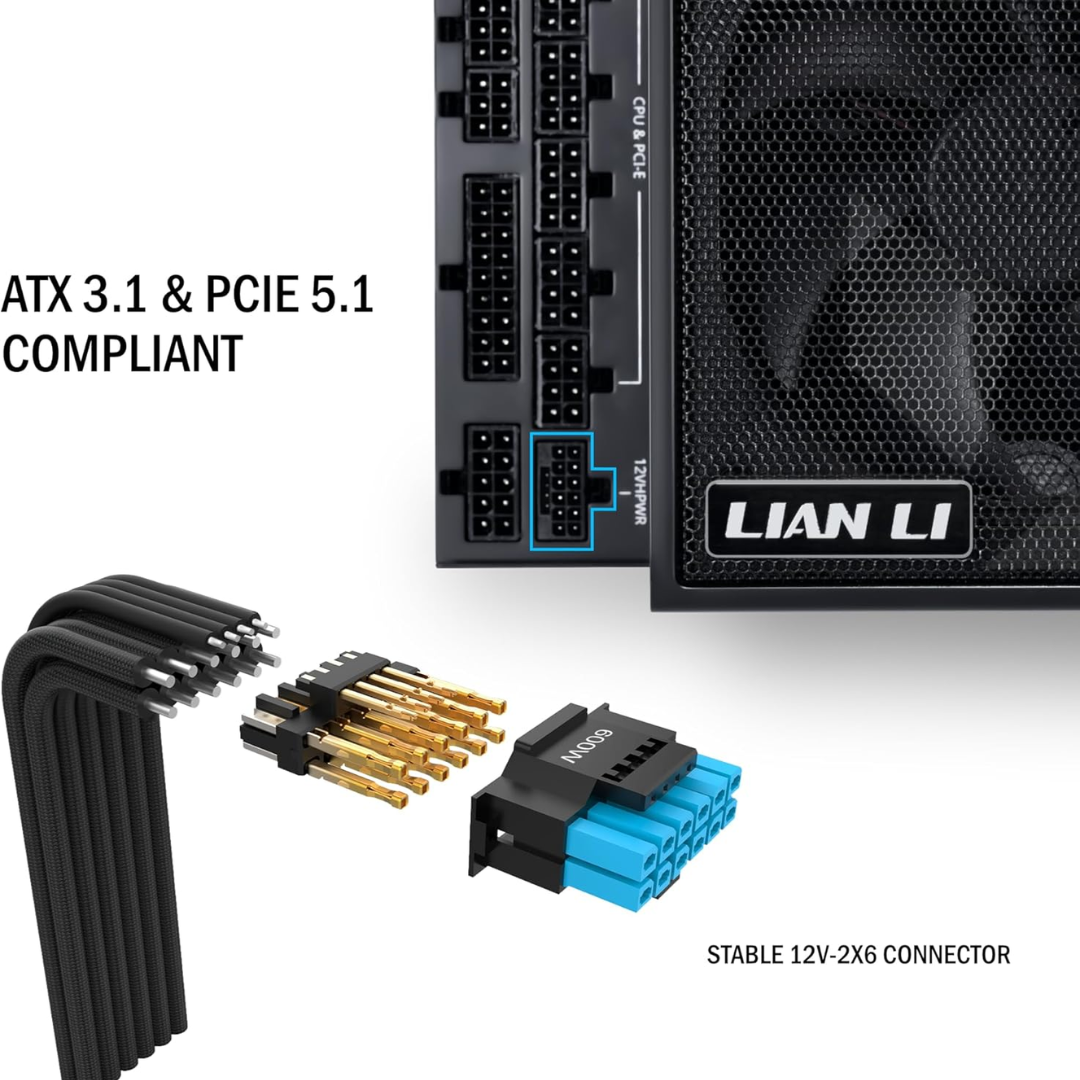 Lian Li Edge 850 Platinum 850W PSU EG0850 Black Full Modular ATX3.1 PCIe5.1 L-shape for dual chamber