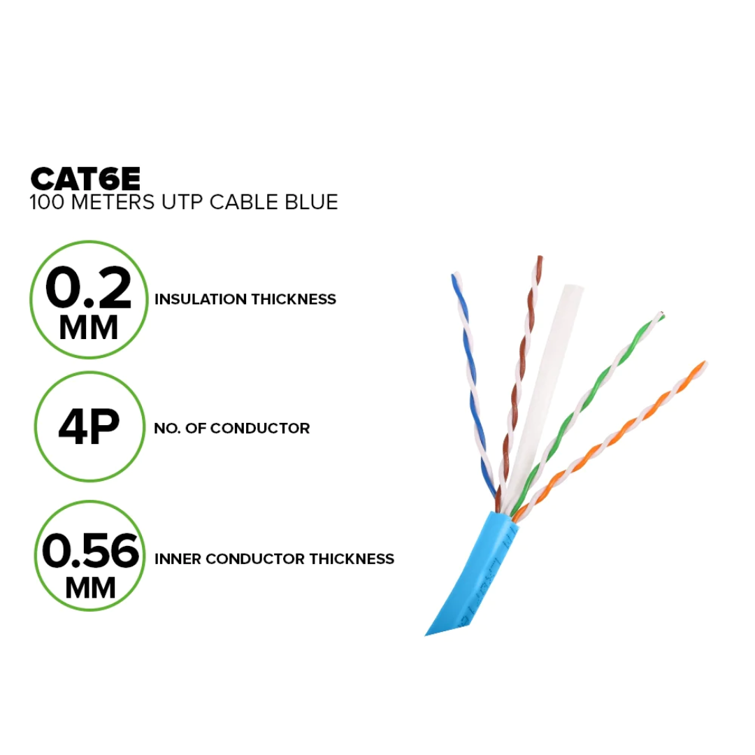 PowerLogic Cat6 Indoor 100m UTP Lan Cable Copper Clad 24AWG .45 CCA Blue