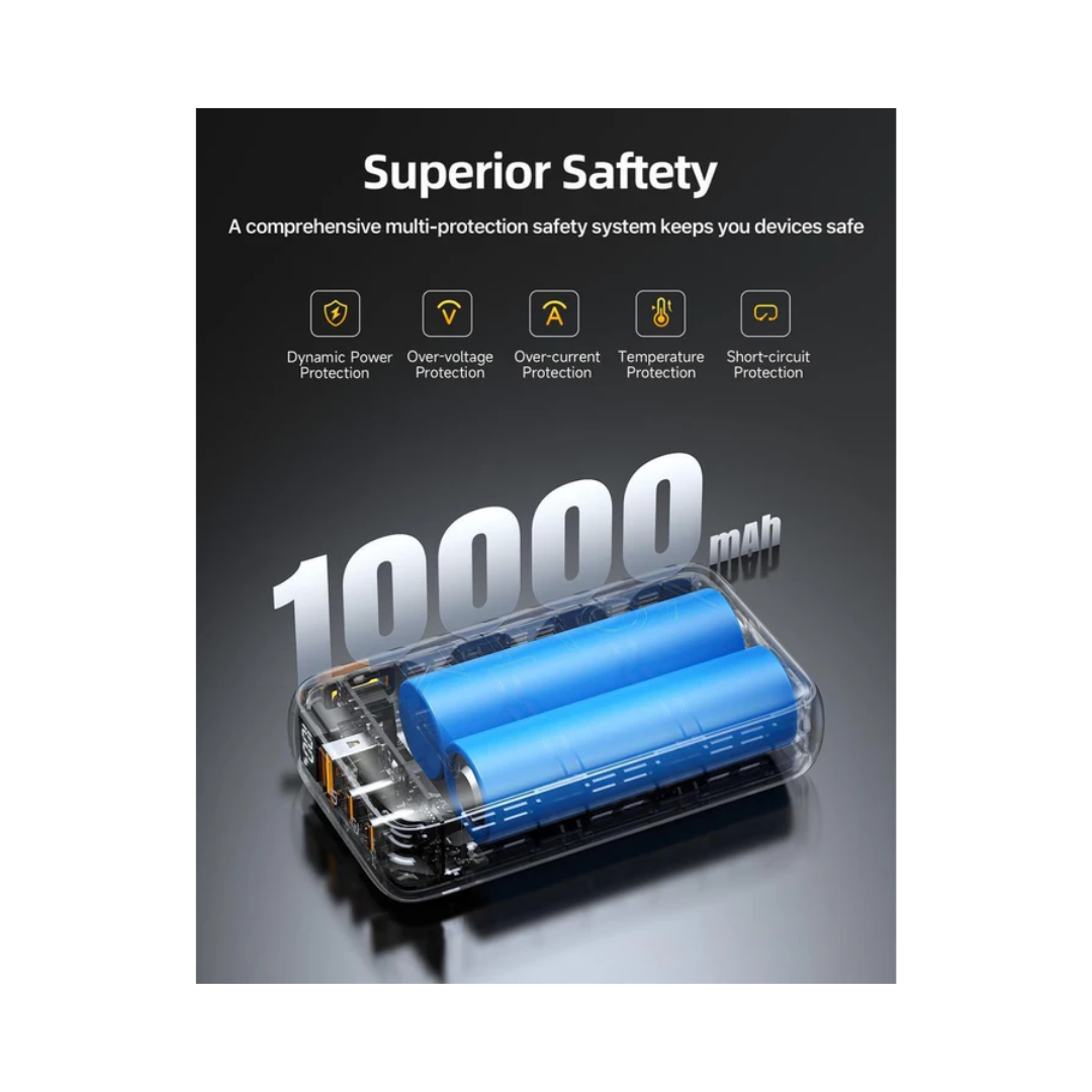 Voltme Hypercore 10K TRIO Power Bank 10000mAh | 35W Fast Charging | USB-C/USB-A/Dual Port | Built-in Cable | Slim & Compact