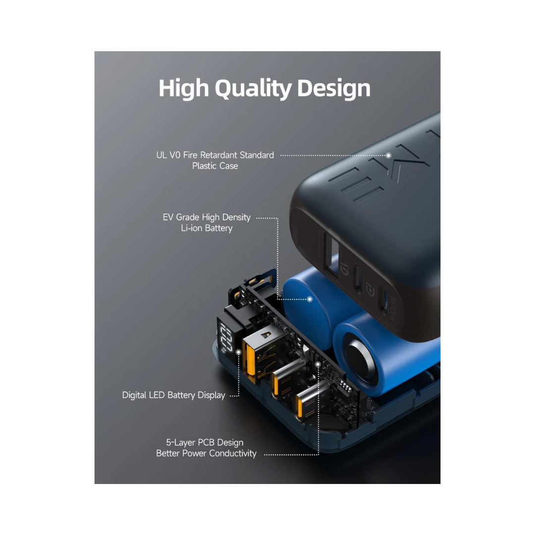 Voltme Hypercore 10K TRIO Power Bank 10000mAh | 35W Fast Charging | USB-C/USB-A/Dual Port | Built-in Cable | Slim & Compact