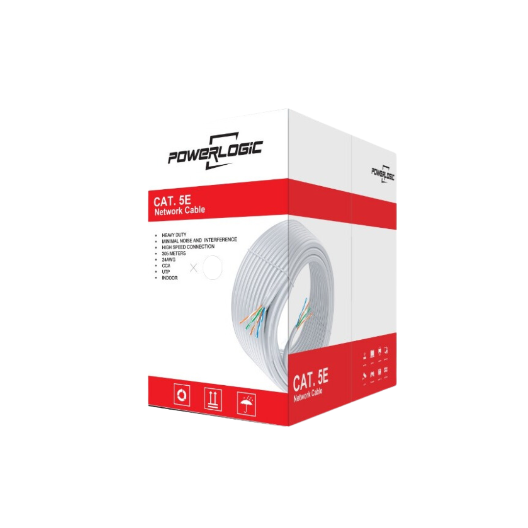 PowerLogic Cat5e Indoor 100m UTP Lan Cable Copper Clad 24AWG .45 CCA White