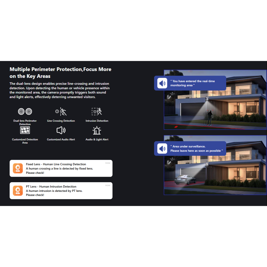 Tenda CH9 6MP Full Color Security Wifi 6 AI Camera | Dual Lens | Weather Proof | Sound & Light Alarm