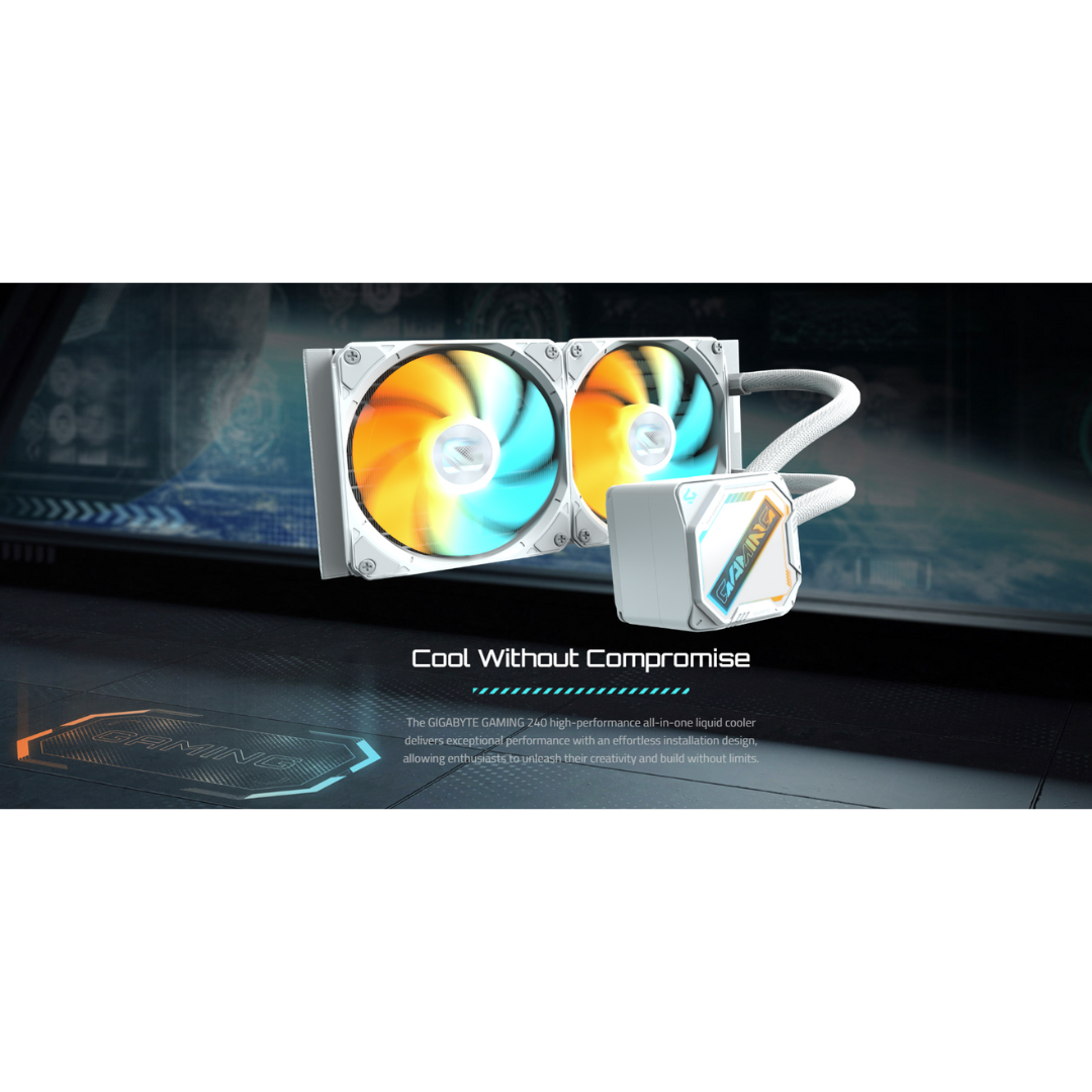 Gigabyte Gaming 240 ICE AIO 2 x 120mm EZ-CHAIN ARGB FAN WHITE Cooler GP-GIGABYTE-GME-240I