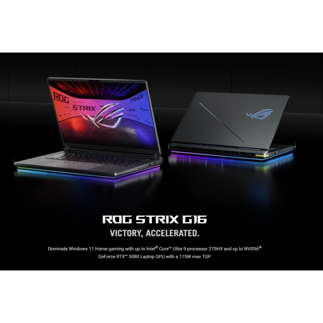 Asus ROG Strix G16 G615LR-S5150WSM Gaming Laptop (Volt Green) | 16" 2.5K OLED 240Hz IPS (2560x1600) | Core Ultra 9 275HX | 16GB RAM | 1TB SSD | RTX 5070 Ti | Windows 11 Home | MS Office Home 2024 + MS 365 Basic + ROG Impact Gaming Mouse + ROG Backpack