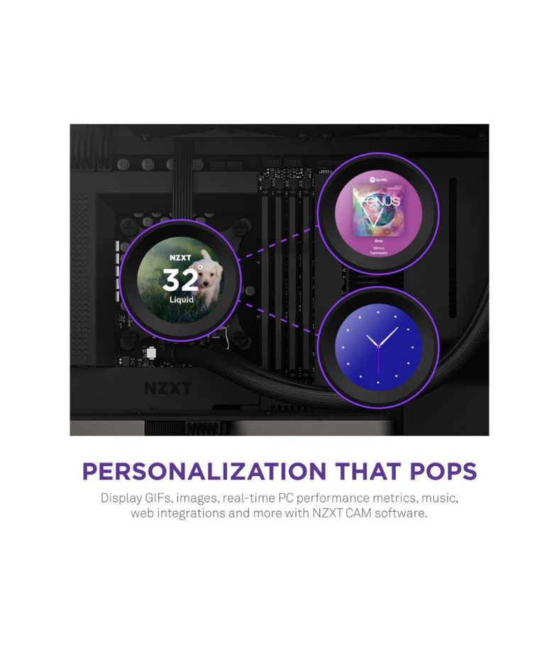 NZXT Kraken Elite 240 Black Customize LCD Liquid Cooler RL-KN24E-B1