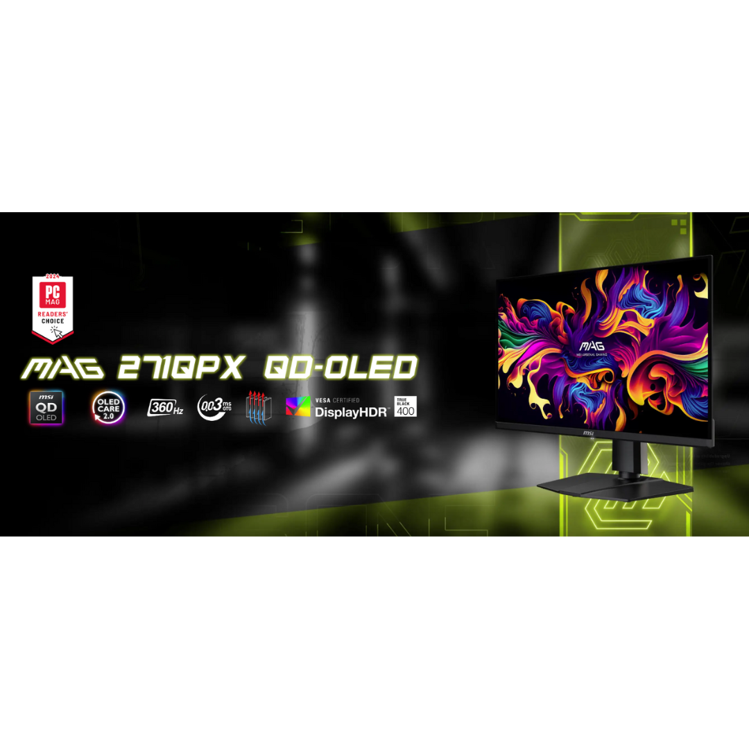 MSI MAG 271QPX QD-OLED E2 27" 240Hz WQHD 2560x1440 0.03ms GTG Flat Gaming Monitor Type-C
