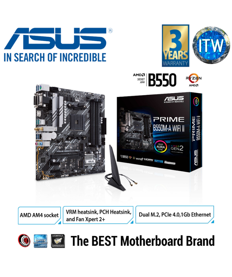 Asus Prime B550M-A WiFi II (AM4) Motherboard