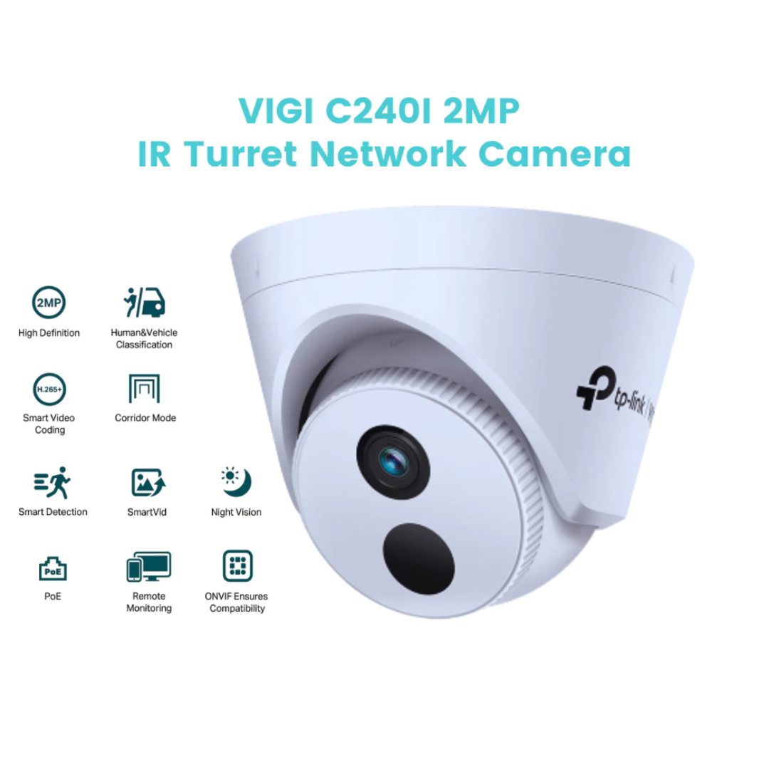 TPLink VIGI 4CH IP Camera Kit C240I NVR1104H-4P | C320I (2.8mm)* 2 | C240I (4mm)* 2 | 20m Cat5e LAN Cable* 4 | Surveillance Kit