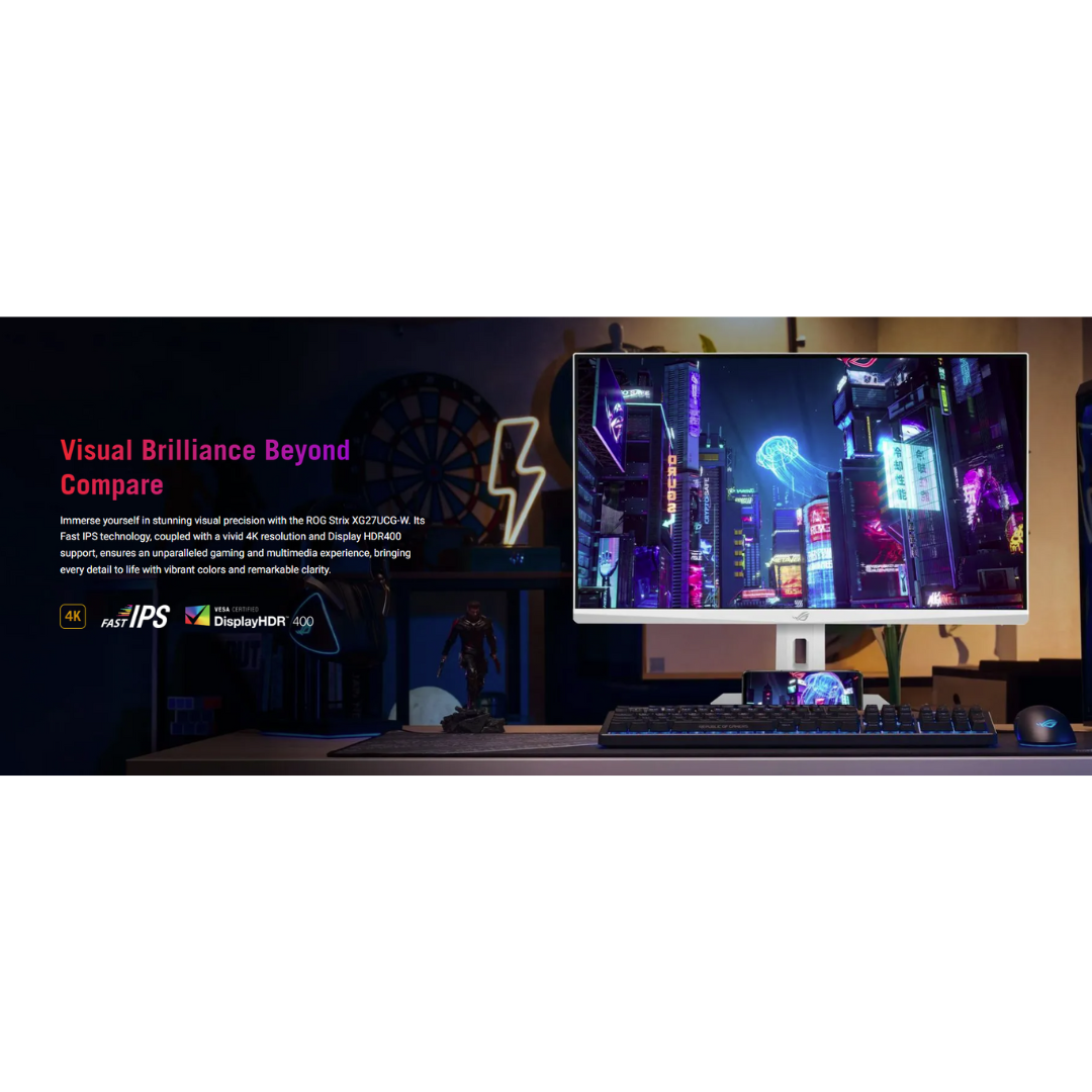 Asus ROG Strix XG27UCG-W 27" Fast IPS 3840x2160 Dual Mode (4K 160Hz or FHD 320Hz) 1ms GTG Gaming Monitor