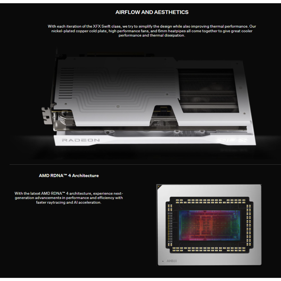 XFX Swift RX 9060 XT Pro Gaming OC White 16GB Graphics Card RX-96TS31