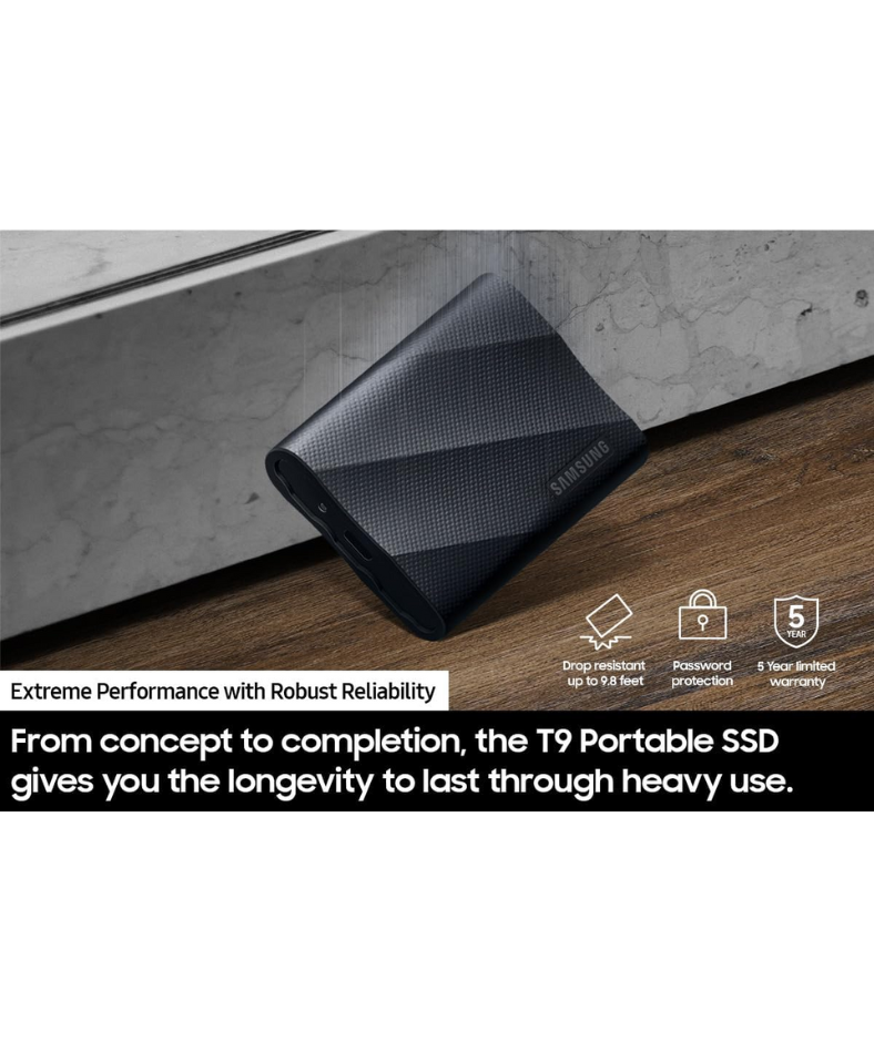 Samsung T9 Portable 1TB SSD Black USB 3.2 Gen 2X2 Read/Write Speeds of up to 2,000 MB/S MU-PG1T0B/WW