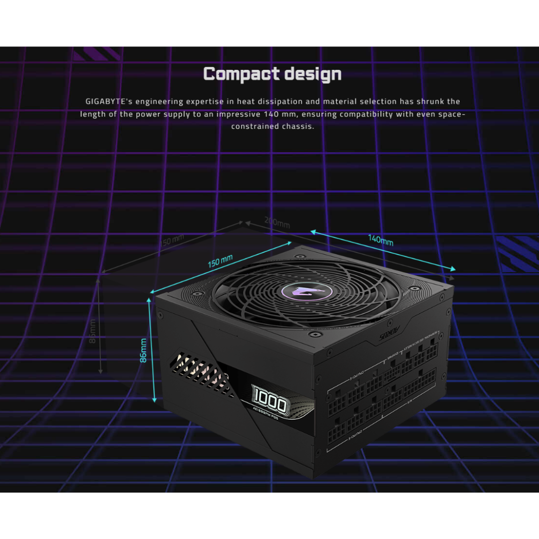 Gigabyte Aorus Elite P1000W 80+ Platinum Modular PCIe 5.0 Power Supply GP-AE1000PM-PG5
