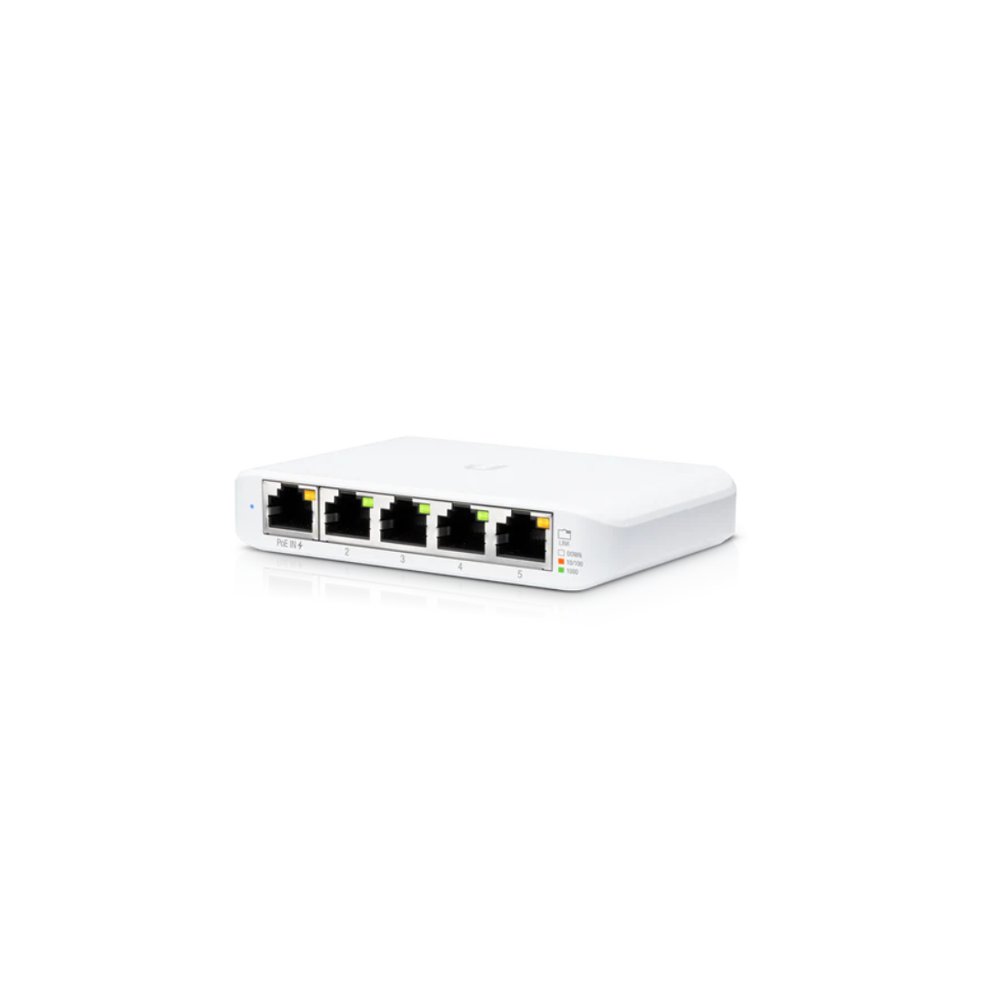 Ubiquiti USW-Flex-Mini USW Flex Mini Compact 5-Port Gigabit Switch can be powered with PoE or a 5V USB-C adapter