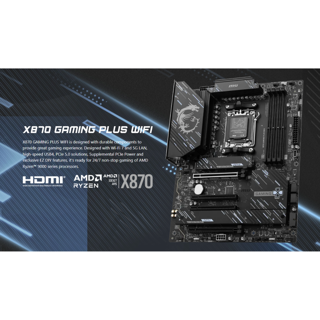 MSI X870 Gaming Plus WiFi DDR5 ATX AM5 Motherboard