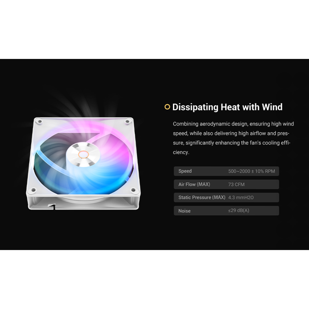 Ocypus Delta F12 ARGB 120mm PWM Fan - Single Pack DELTA-F12-WH1AM00X-GL/DELTA-F12-BK1AM00X-GL