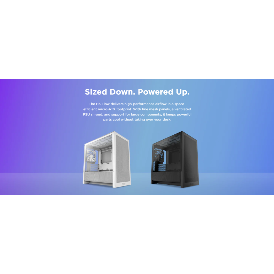 NZXT H3 Flow TG mATX Airflow Case ( Black CC-H31FB-01 / White CC-H31FW-01 )
