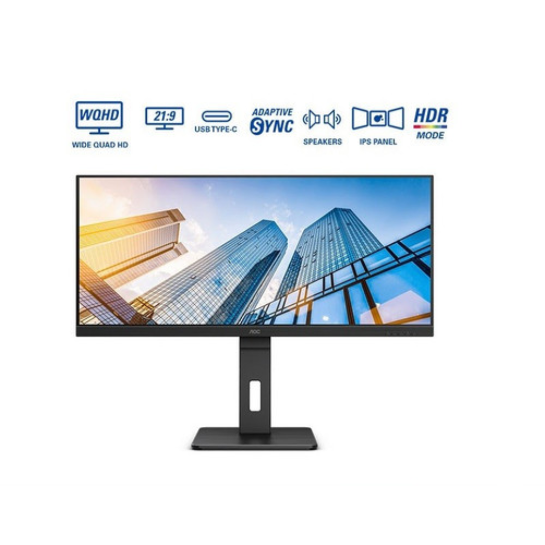 AOC U34P2C 34" IPS 75Hz WQHD 3440×1440 4ms USBC Adaptive Sync Gaming Monitor