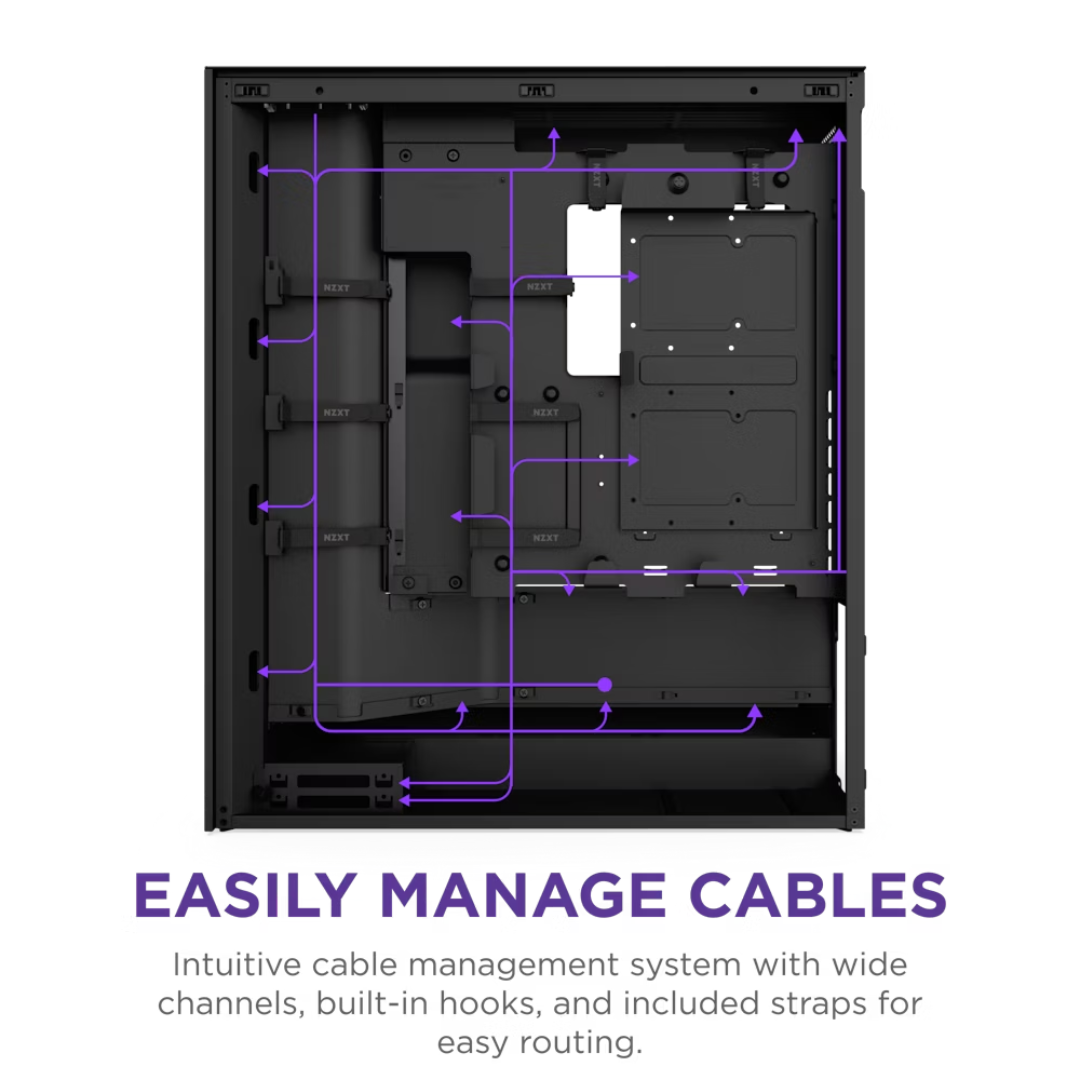 NZXT H7 Flow RGB AIRFLOW Black 2024 TG Mesh ATX Case CM-H72FB-R1