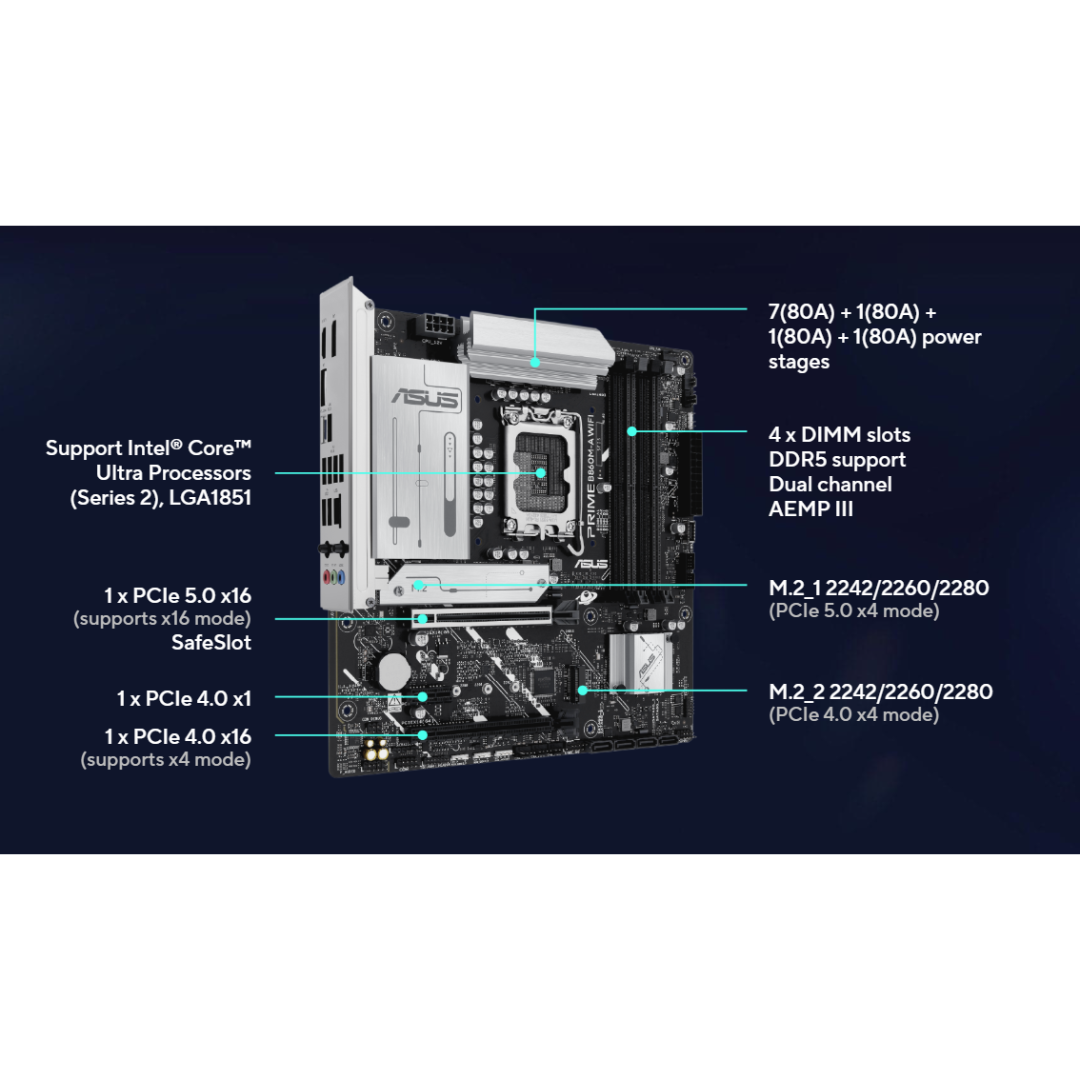 Asus Prime B860M-A WiFi-CSM 4*D5 mATX LGA1851 Motherboard
