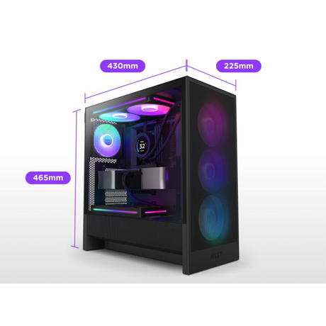 NZXT H5 Flow RGB (2024) Compact ATX Mid-Tower Airflow Case with RGB Fans ( Black CC-H52FB-R1 | White CC-H52FW-R1 )