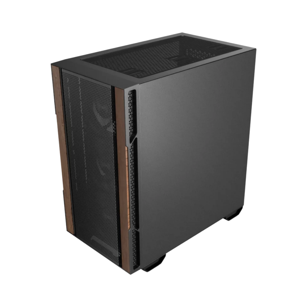 Okinos Cypress 3 Wood Mini-Tower mATX TG Black Gaming PC Case w/ 4x120mm PWM Fans