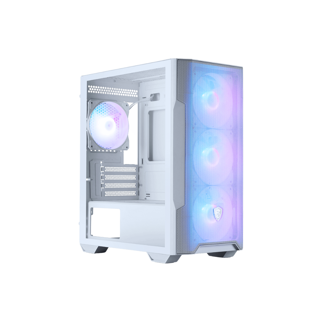 MSI MAG Forge M100R White PC Case - mATX Tower | Tempered Glass Window | Mesh Front Panel (4*120mm ARGB Fans)